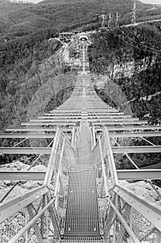 Suspended metal bridge in Sochi.