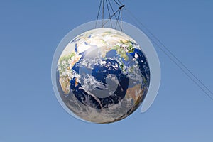 Suspended planet earth balloon