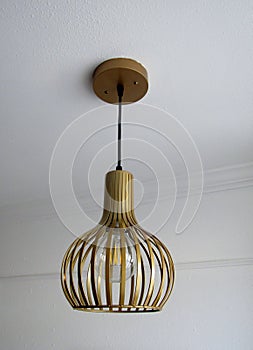 Suspended striped hollow shade chandelier in loft style