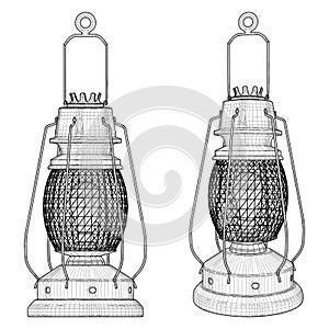 Suspended Vintage Flashlight Lamp Vector. A Vector Illustration Isolated On White.