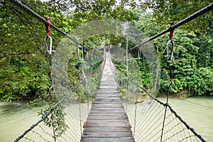 Suspension Bridge Across Tangkahan River in Tangkahan, Indonesia