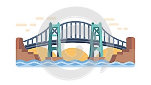Suspension Bridge with Crane, Construction and Development, vector design Generative AI