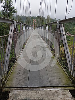 suspension bridge that crosses ravines and cliffs