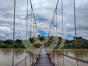 Suspension bridge that crossing Mentarang River, Malinau.