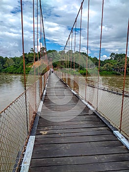 Suspension bridge that crossing Mentarang River, Malinau