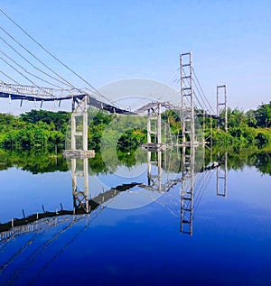 A suspension bridge that extends for 150 Meters