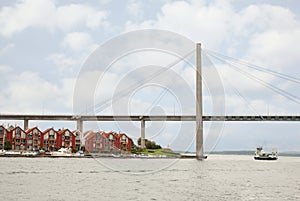 Suspension bridge in gloomy weather