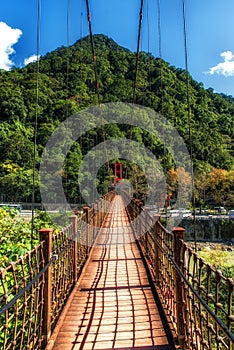 Suspension bridge in the jungle. Wulai, Taiwan