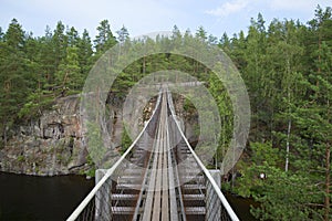 The suspension bridge, Lapinsalmi. National Park Repovesi