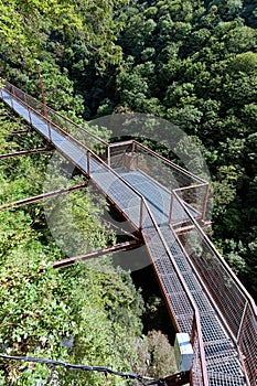 Suspension bridge of the Okatse canyon in Georgia