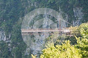 Suspension bridge in the Okatse Canyon, Georgia