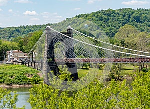 Suspension bridge over the Ohio river in Wheeling, WV