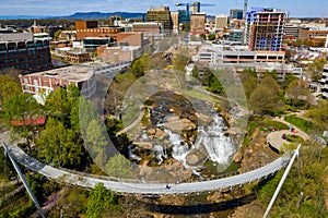 Suspension bridge over Reedy River Falls Greenville South Carolina