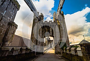 Suspension Bridge over the River Conwy in north Wales, United Kingdon