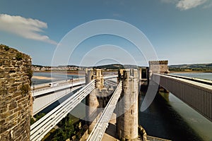 Suspension Bridge over the River Conwy in north Wales, United Kingdon photo