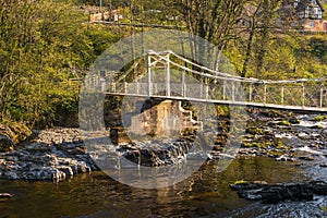 Suspension bridge over the river Dee. Llangollen, Denbighshire, Wales