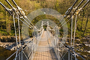 Suspension bridge over the river Dee. Llangollen, Denbighshire, Wales