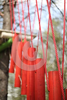Suspension bridge is a part of high ropes course