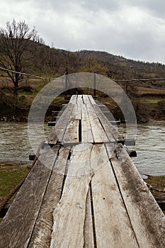 suspension bridge , pedestrian old , across the river, travel, Georgia