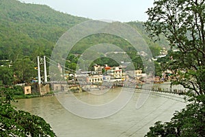 Suspension bridge on river ganga, rishikesh photo