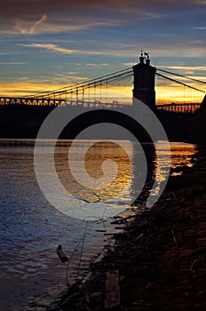 Suspension Bridge at sunset, Cincinnati Ohio