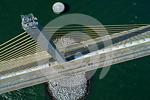 Suspension bridge tower inspection Sunshine Skyway Tampa Bay Flo