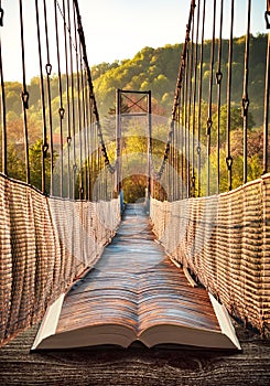 Suspension bridge in Ukraine on a book