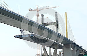 Suspension bridge under construction, Bangkok, Thailand