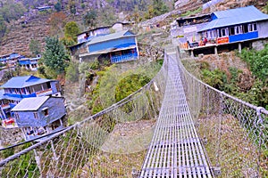 Suspension Footbridge, Annapurna Conservation Area, Himalaya, Nepal
