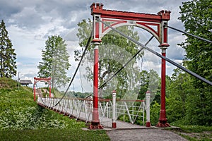 Suspension footbridge on top of the hill in Viljandi.