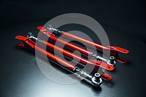 Suspension levers custom for sports cars red in powder paint