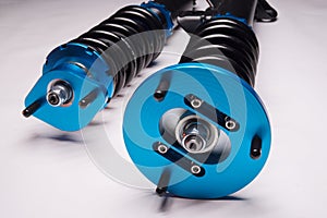 suspension tuning coilovers shock absorbers and springs blue for a sports drift car