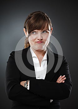 Suspicious businesswoman