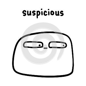 Suspicious hand drawn vector illustration in cartoon doodle style face expressive emotion man