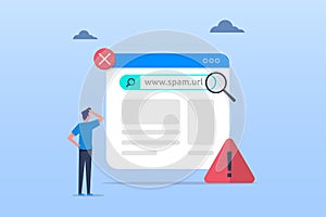 Suspicious and malicious hyperlinks concept, spam url or website address, safe browsing and alert notification