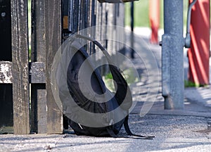 Suspicious rucksack left on railway platform medium shot