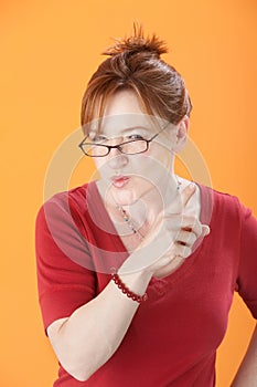 Suspicious Woman With Eyeglasses photo