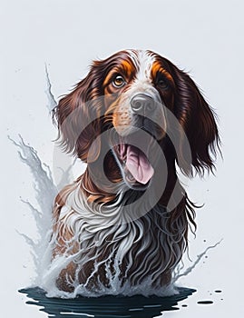 Sussex Spaniel Dog white background Splash Art 1