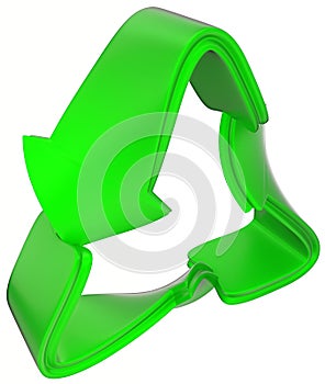 Sustainability and ecology: green recycling symbol