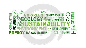 Sustainability, Environment and Ecology concepts with flat icons and tag
