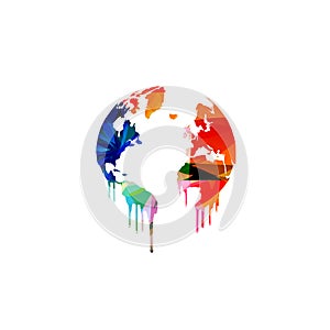 Sustainability and environmental protection concept. Colorful globe isolated vector illustration. Ecology awareness poster