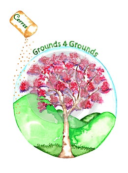 Sustainability Grounds With Cherry Tree Watercolor