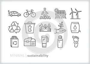 Sustainability icon set for living green