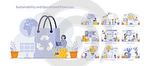 Sustainability and operational processes concept. Flat vector illustration.