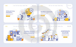 Sustainability and operational processes concept. Flat vector illustration.
