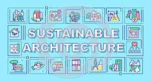 Sustainable architecture word concepts turquoise banner