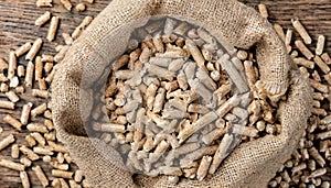 Sustainable Bounty: Wood Pellets in a Gunnysack