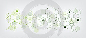 Sustainable business or green business illustration background with connected icons concept related to environmental protection