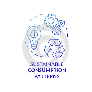 Sustainable consumption pattern blue gradient concept icon