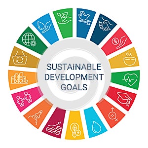 Sustainable Development Goals. Linear style icons